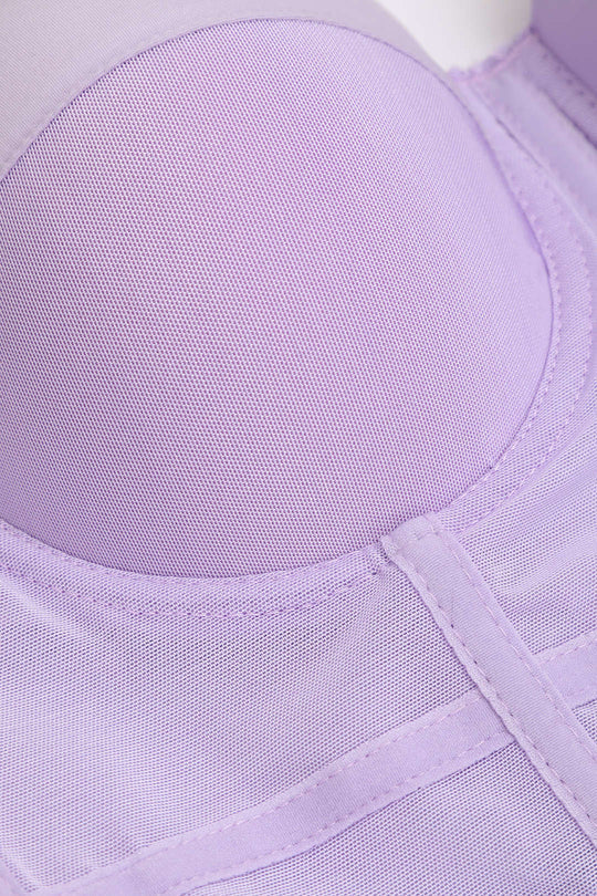 Sheer Mesh Underwire Bustier Top with Adjustable Straps