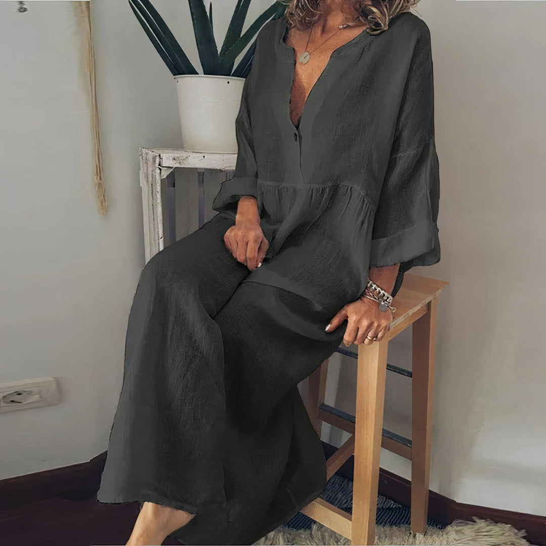 Blouse-Inspired Shirt Dress with Button-Front Placket