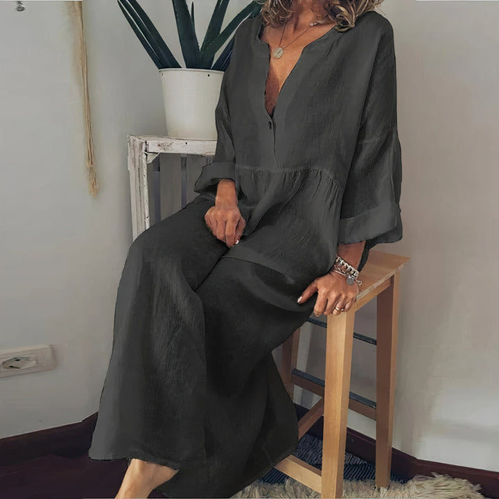 Blouse-Inspired Shirt Dress with Button-Front Placket