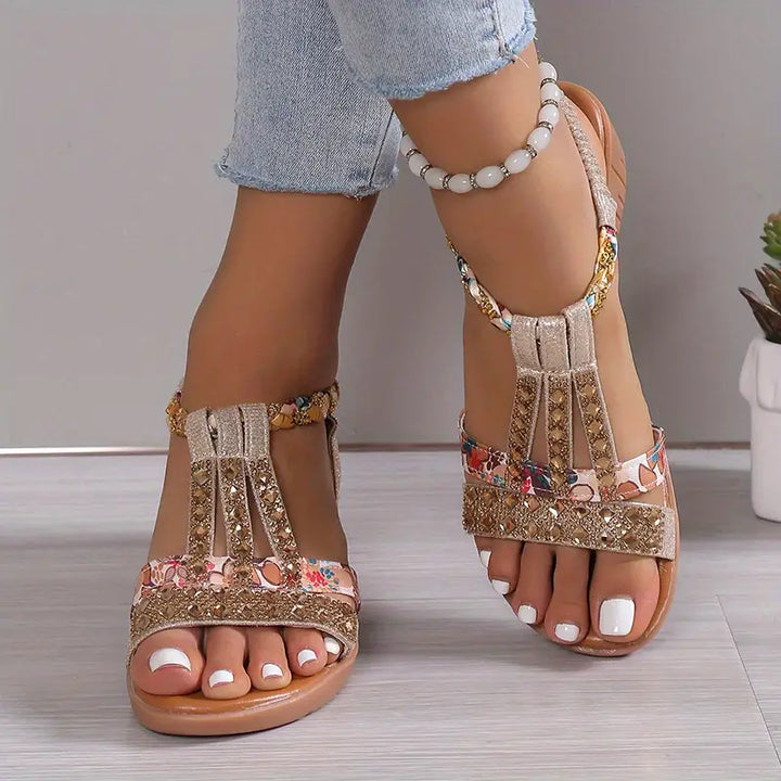 Braided Cord Wedge Sandals with Ankle Strap for Women