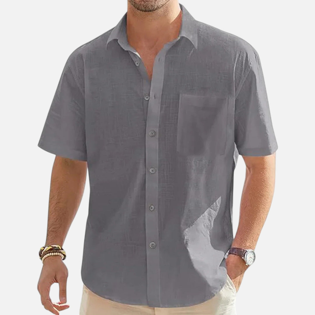 Cotton Blend Beach Shirt for Men - Grey