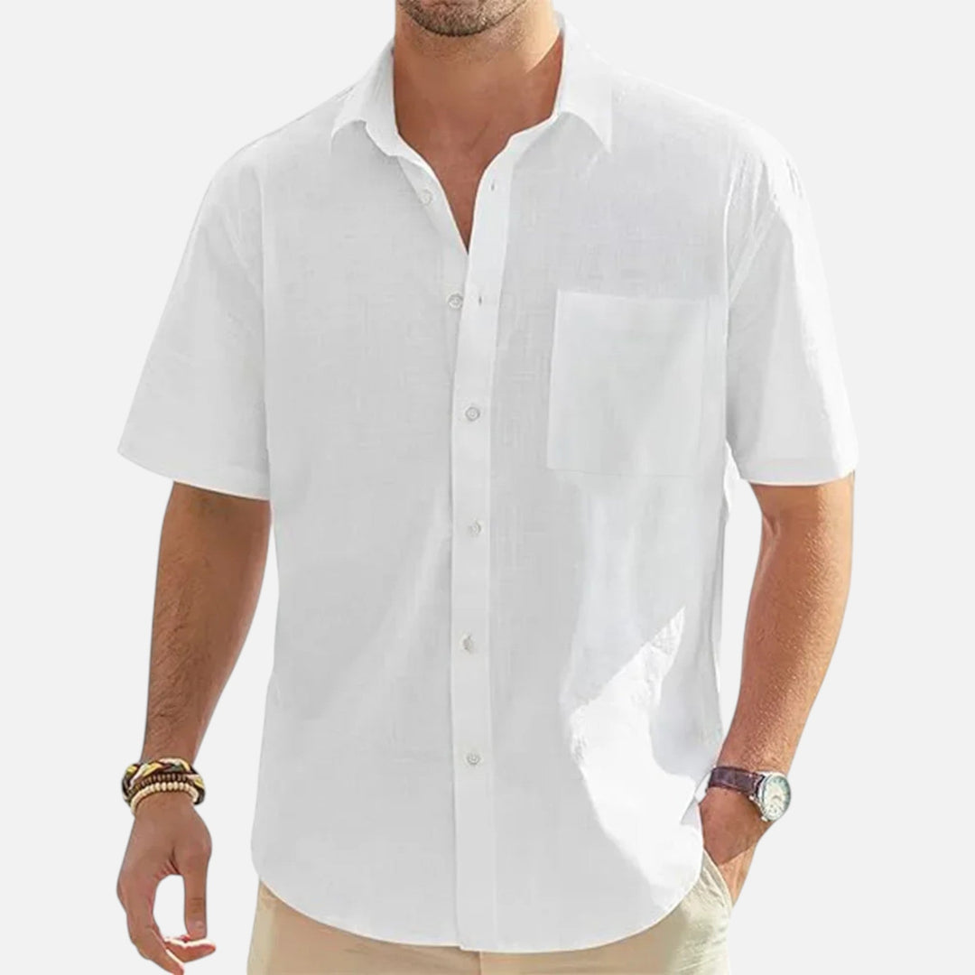 Cotton Blend Beach Shirt for Men - White