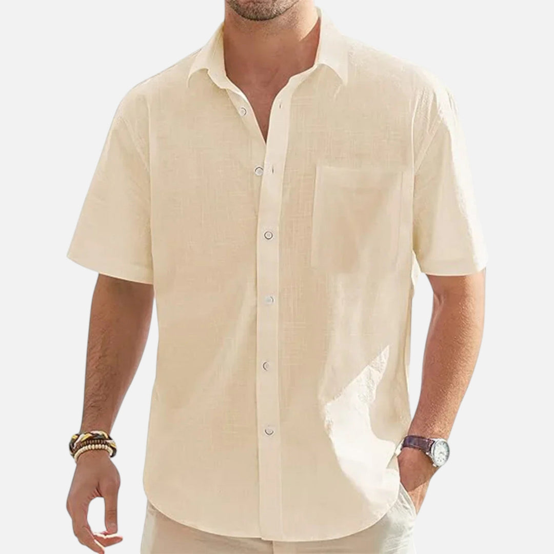 Cotton Blend Beach Shirt for Men - Beige