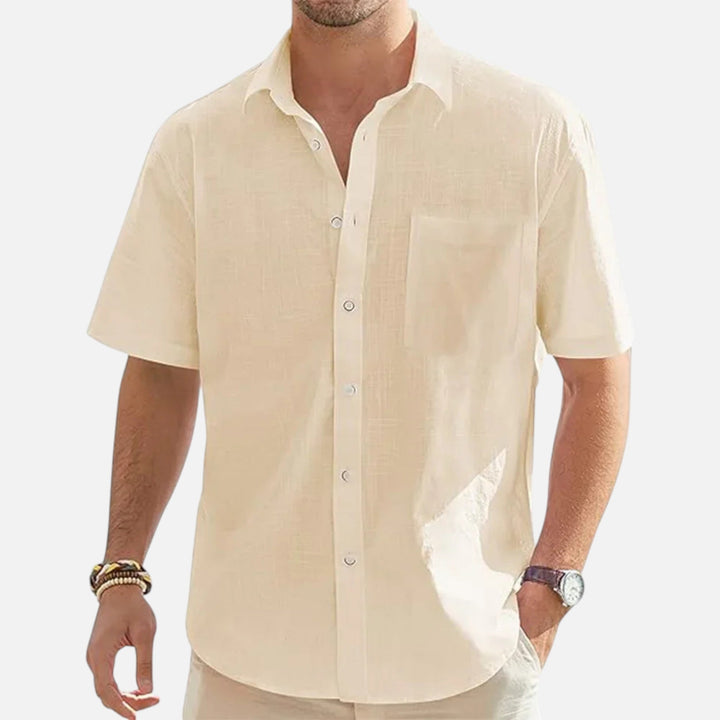 Cotton Blend Beach Shirt for Men - Beige