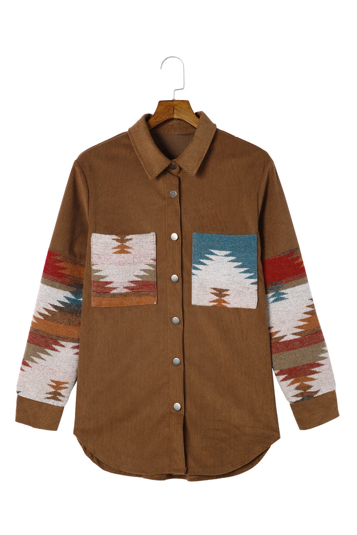Aztec-Inspired Corduroy Jacket in an Oversized Cut