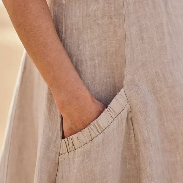 Relaxed Summer Dress with Elastic Pockets for Women