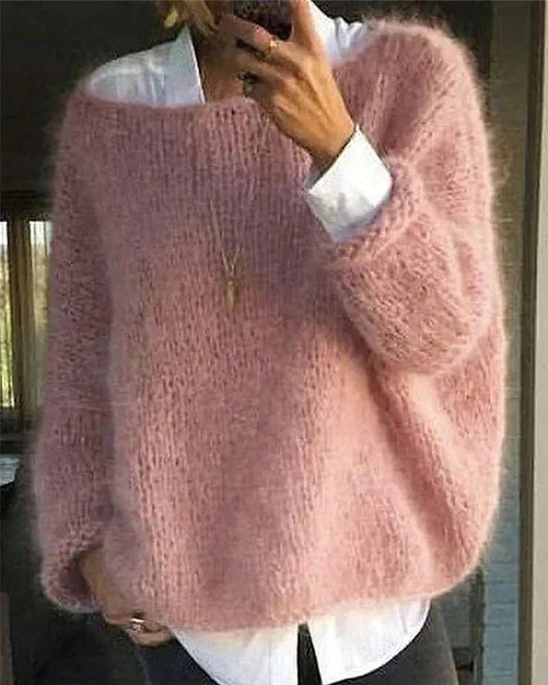 Colourful Off-Shoulder Chunky Rib Knit Jumper