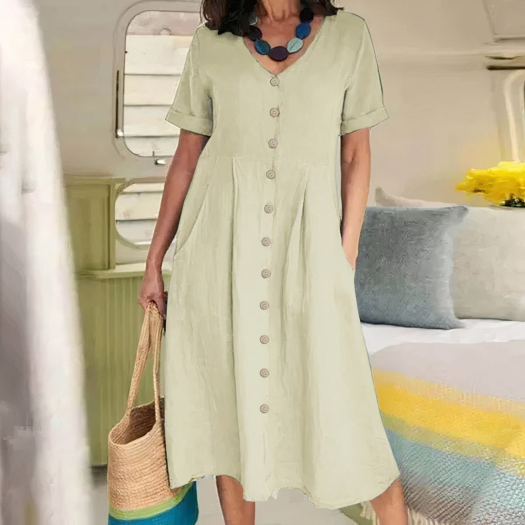 Ester Relaxed Cotton Midi Dress for Spring and Summer