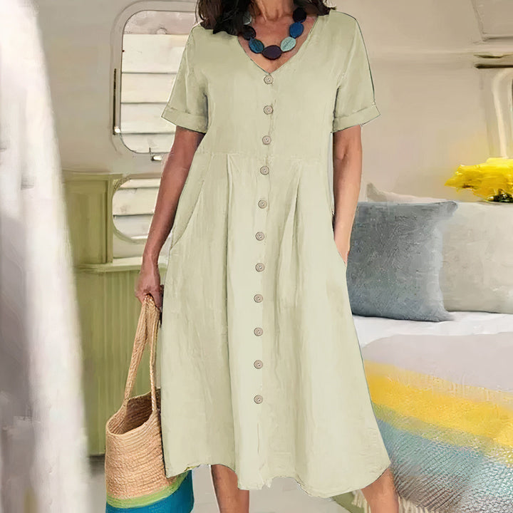 Ester Relaxed Cotton Midi Dress for Spring and Summer