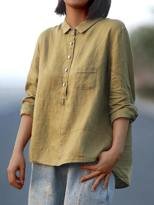 Relaxed Loose-Fit Cotton Blouse for Women, Casual Wear
