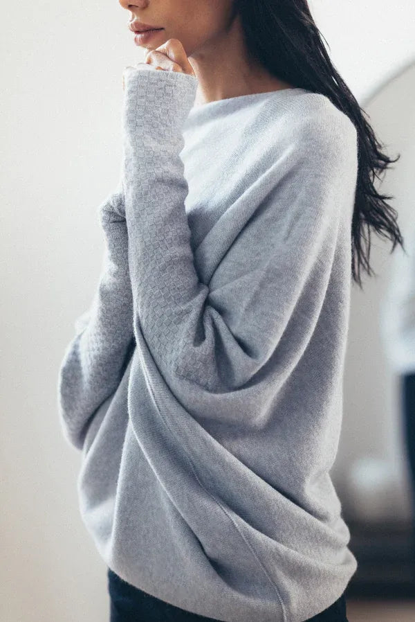 Asymmetrical Draped Jumper with Long Hem for Women