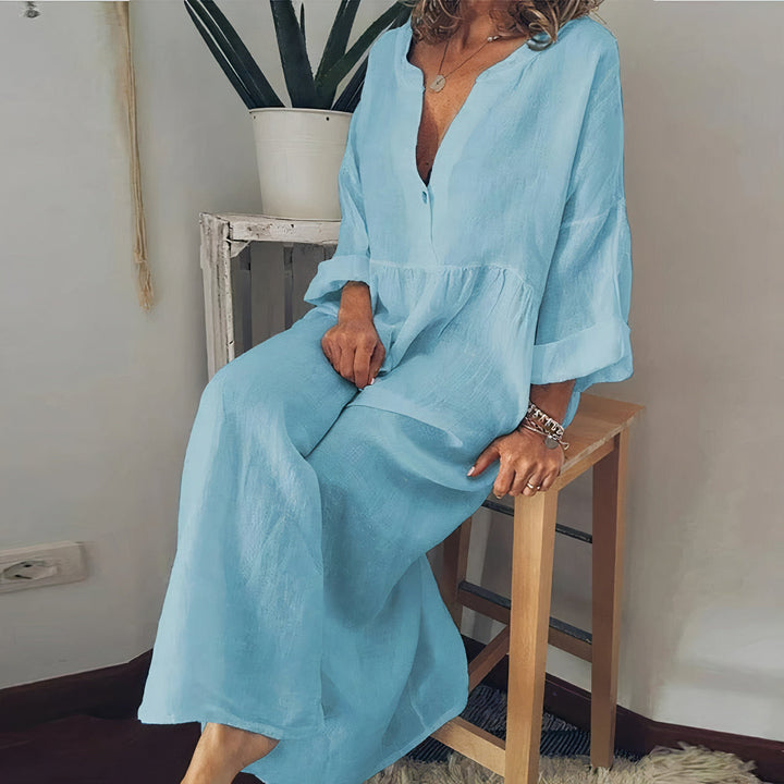 Blouse-Inspired Shirt Dress with Button-Front Placket