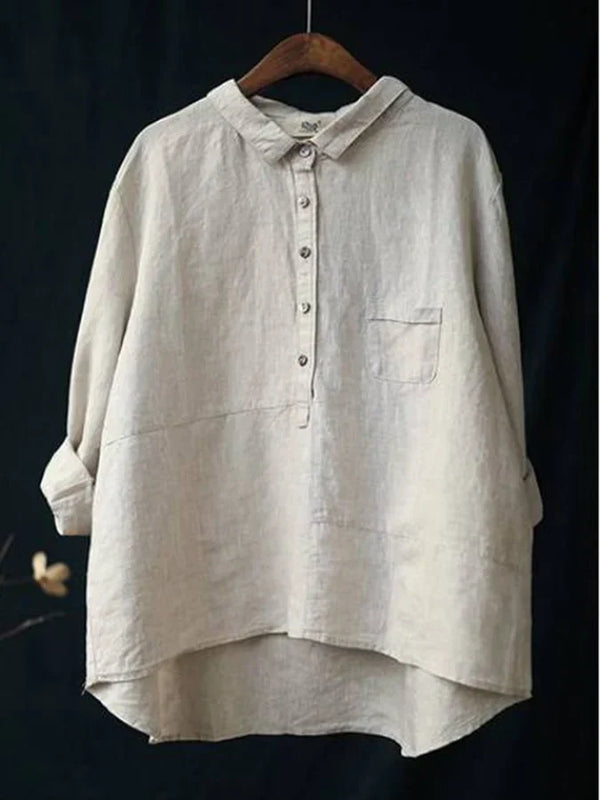 Relaxed Loose-Fit Cotton Blouse for Women, Casual Wear