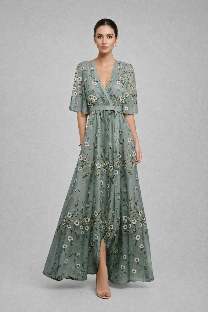 Elara Bohemian V-Neck Long Dress for Women