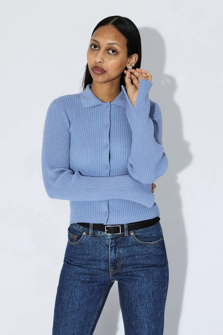 Dr Denim Eliza Dusty Blue Knitted Top for Women - gallery