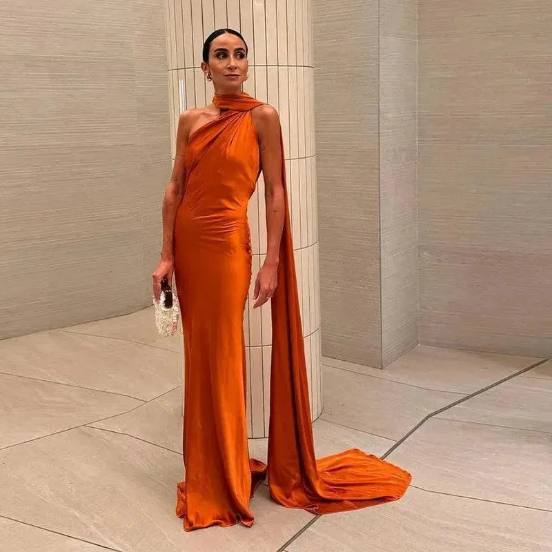 Elizabeth Halter Dress for Women - Orange