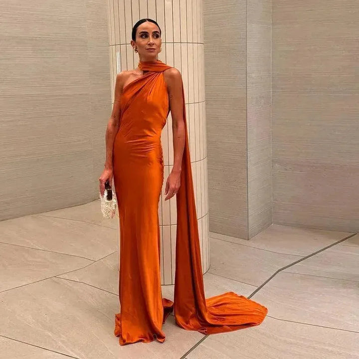 Elizabeth Halter Dress for Women - Orange