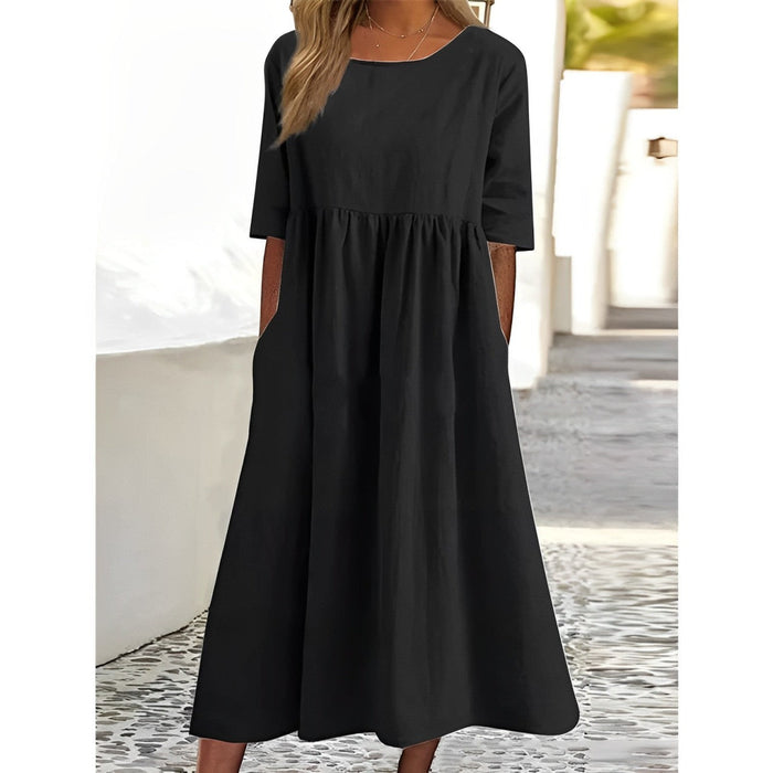Helena Relaxed Summer Dress in Lightweight Woven Fabric