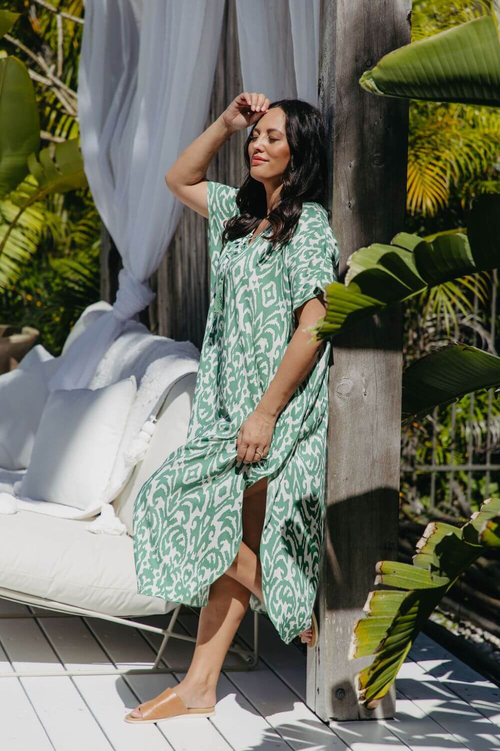 Emerald Escape Long Kaftan Dress for Women - gallery
