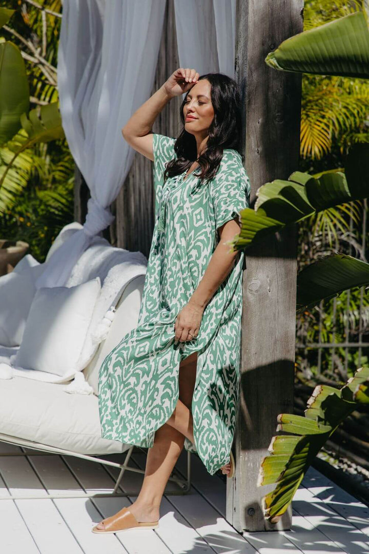 Emerald Escape Long Kaftan Dress for Women - gallery