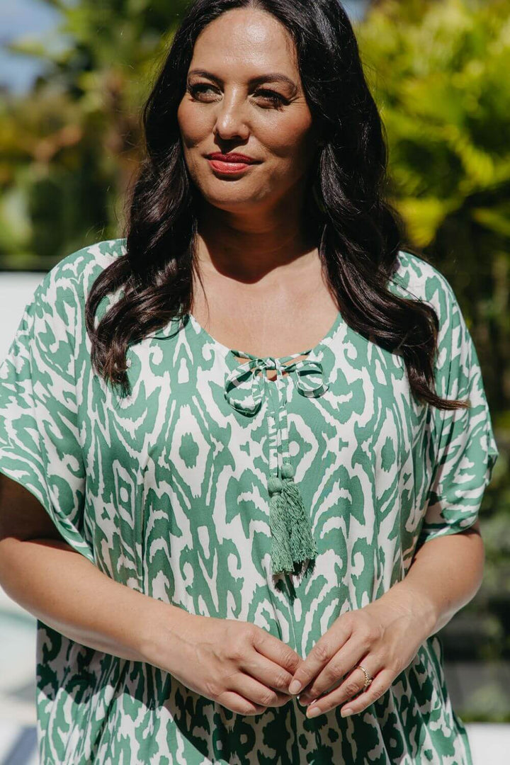 Emerald Escape Long Kaftan Dress for Women - gallery