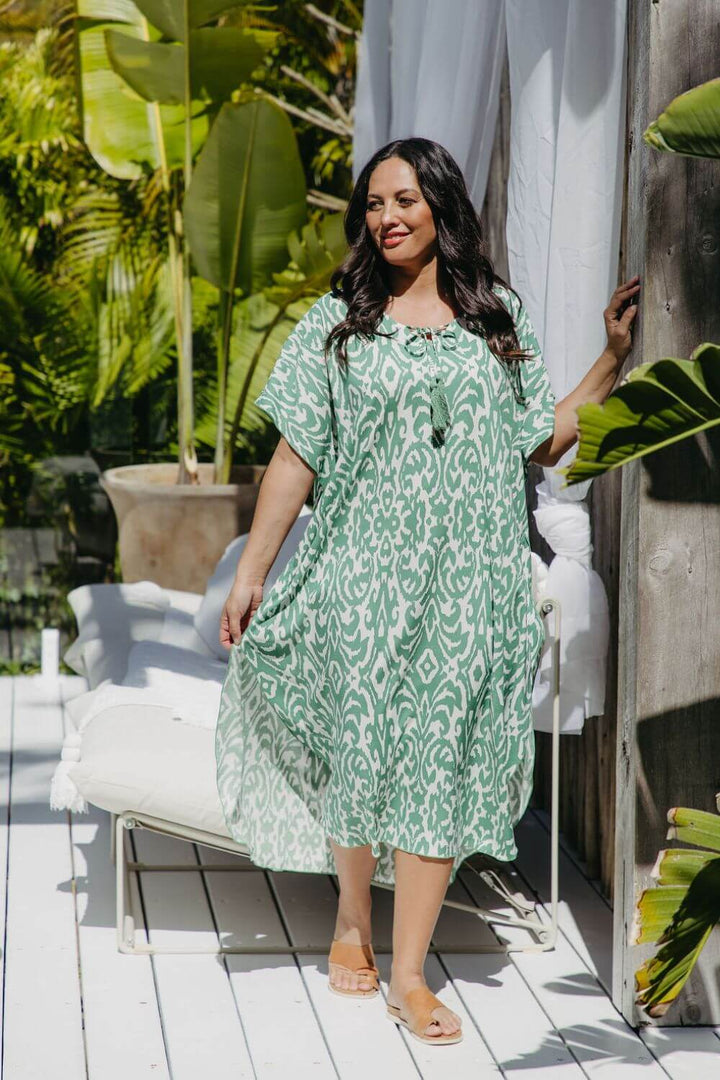 Emerald Escape Long Kaftan Dress for Women - gallery
