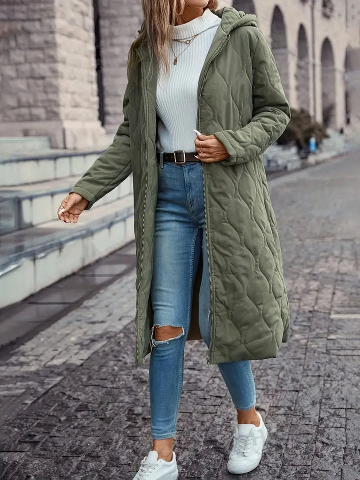 Zip-Up Hoodie with Adjustable Hood in Solid Colour