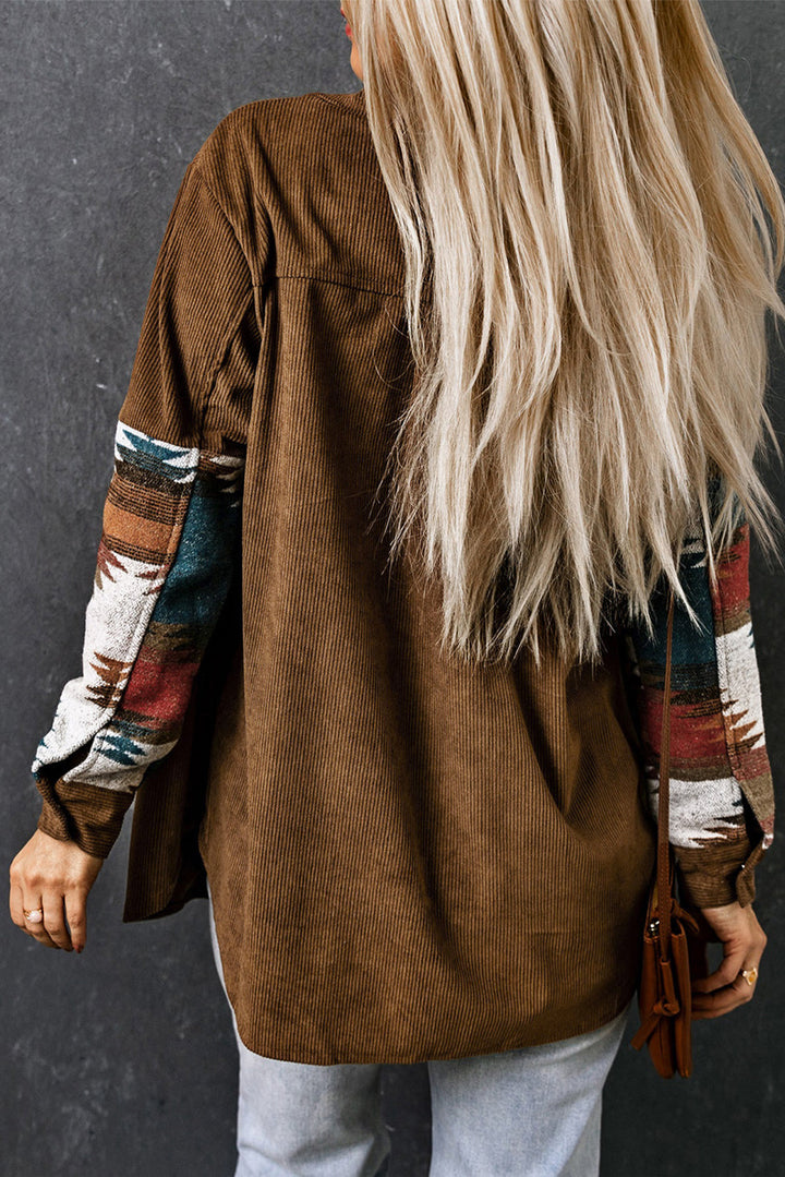 Aztec-Inspired Corduroy Jacket in an Oversized Cut