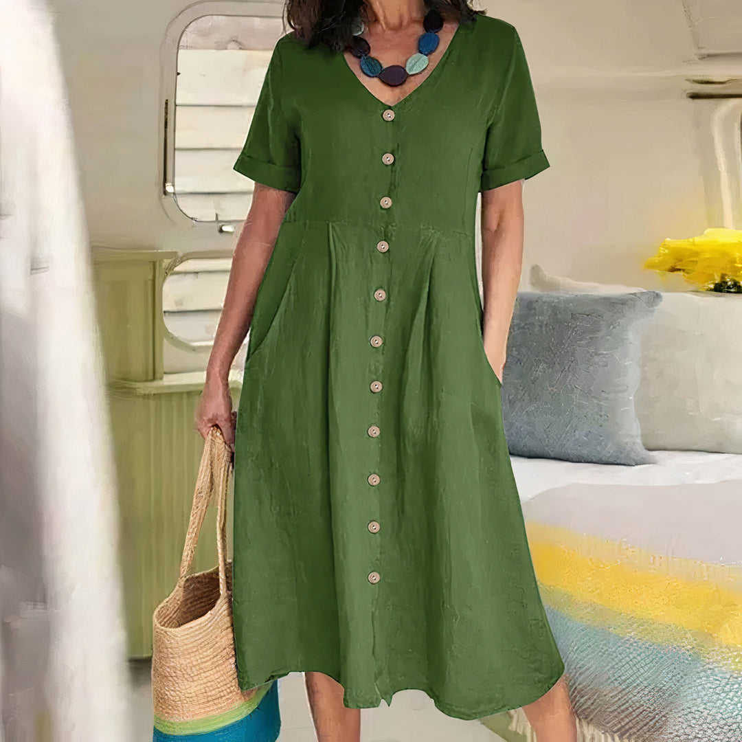 Ester Relaxed Cotton Midi Dress for Spring and Summer