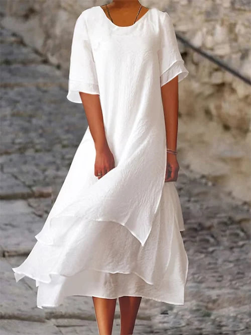 Lightweight Woven Midi Dress with a Relaxed Silhouette