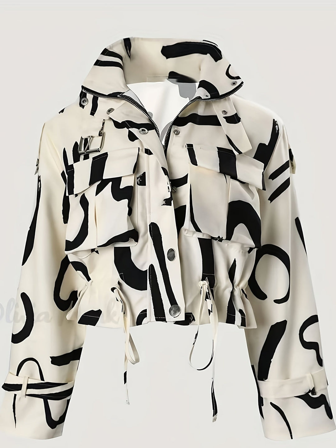 Stand-Up Collar Jacket with Concealed Placket for Women