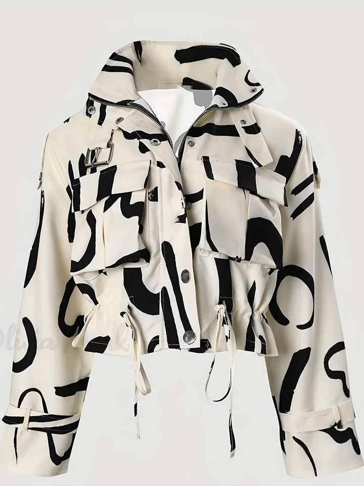 Stand-Up Collar Jacket with Concealed Placket for Women