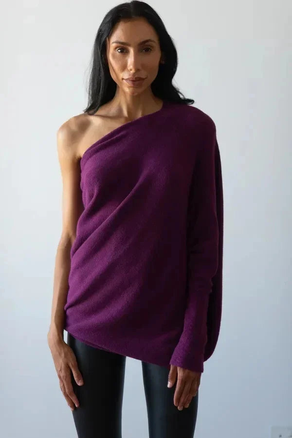 Asymmetrical Draped Jumper with Long Hem for Women