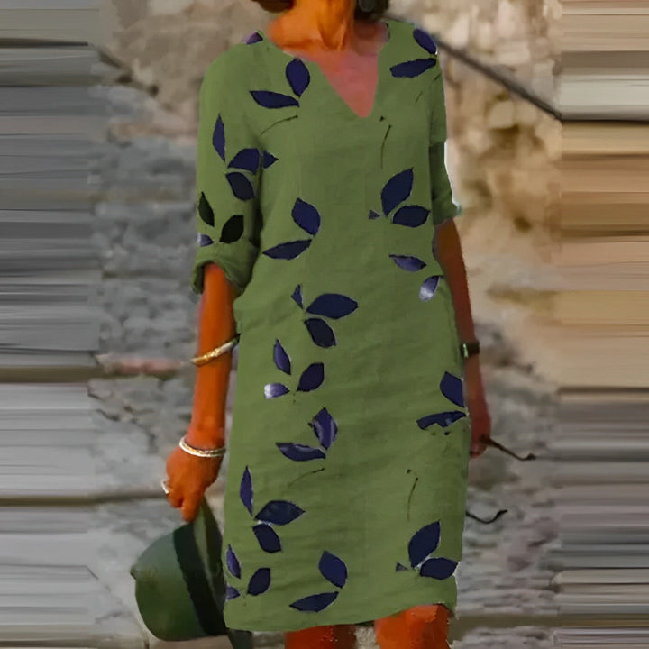 Botanical Leaf Print Dress in a Relaxed Summer Fit