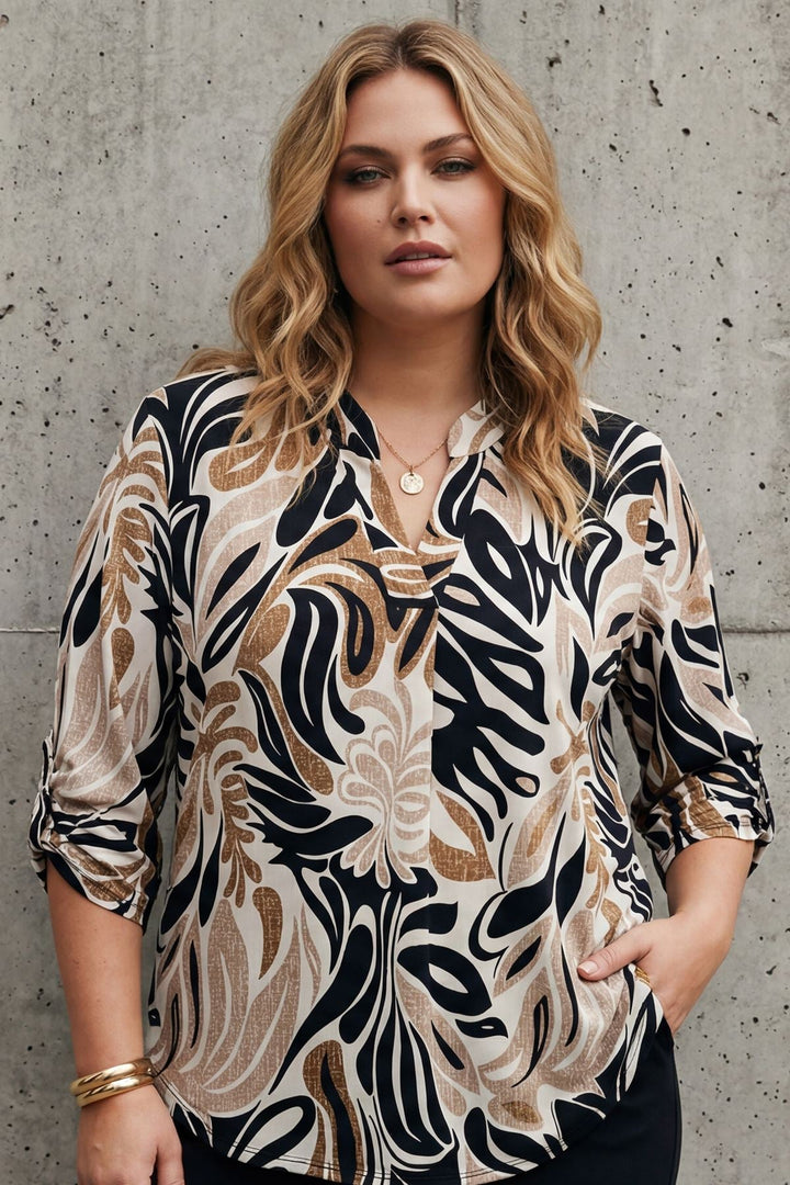 All-Over Print Front Placket Detail Top — Print 6