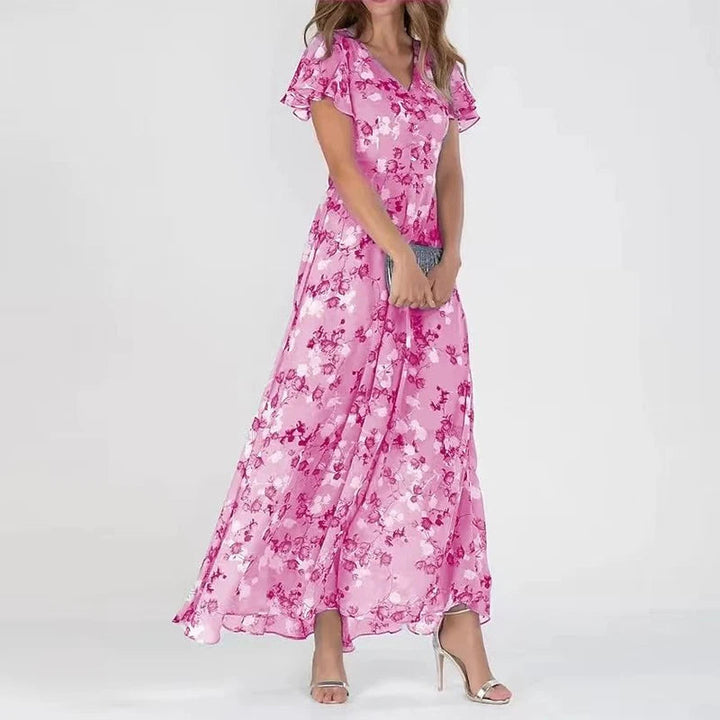 Vibrant Printed Maxi Dress with Layered Underskirt