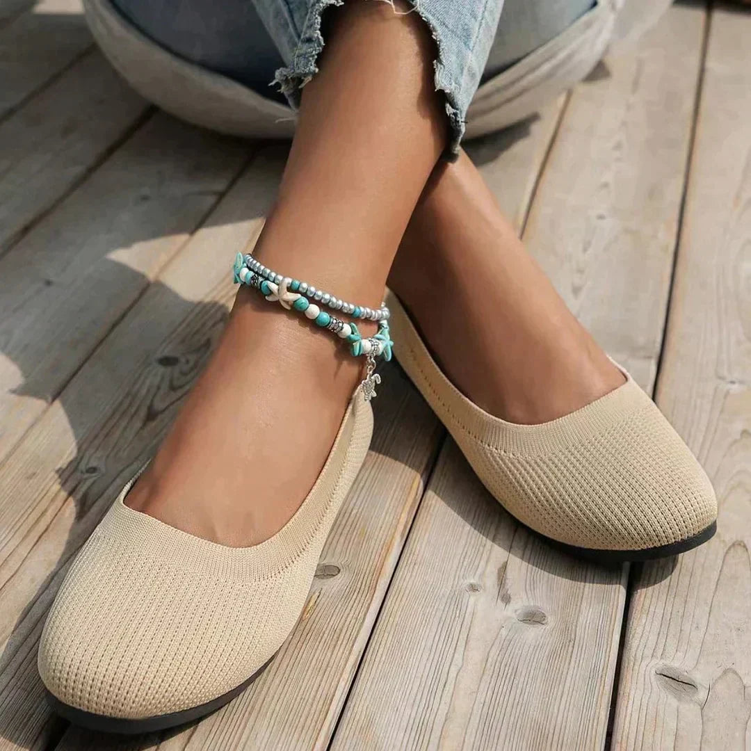 Romina Flat Ballet Shoes with Breathable Mesh Upper