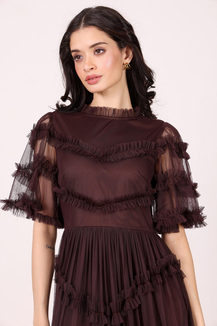 Florine Maxi Dress in Chocolate Plum — gallery