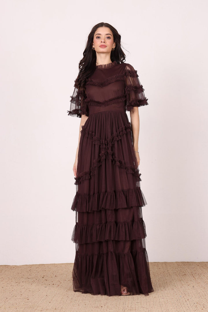 Florine Maxi Dress in Chocolate Plum — gallery