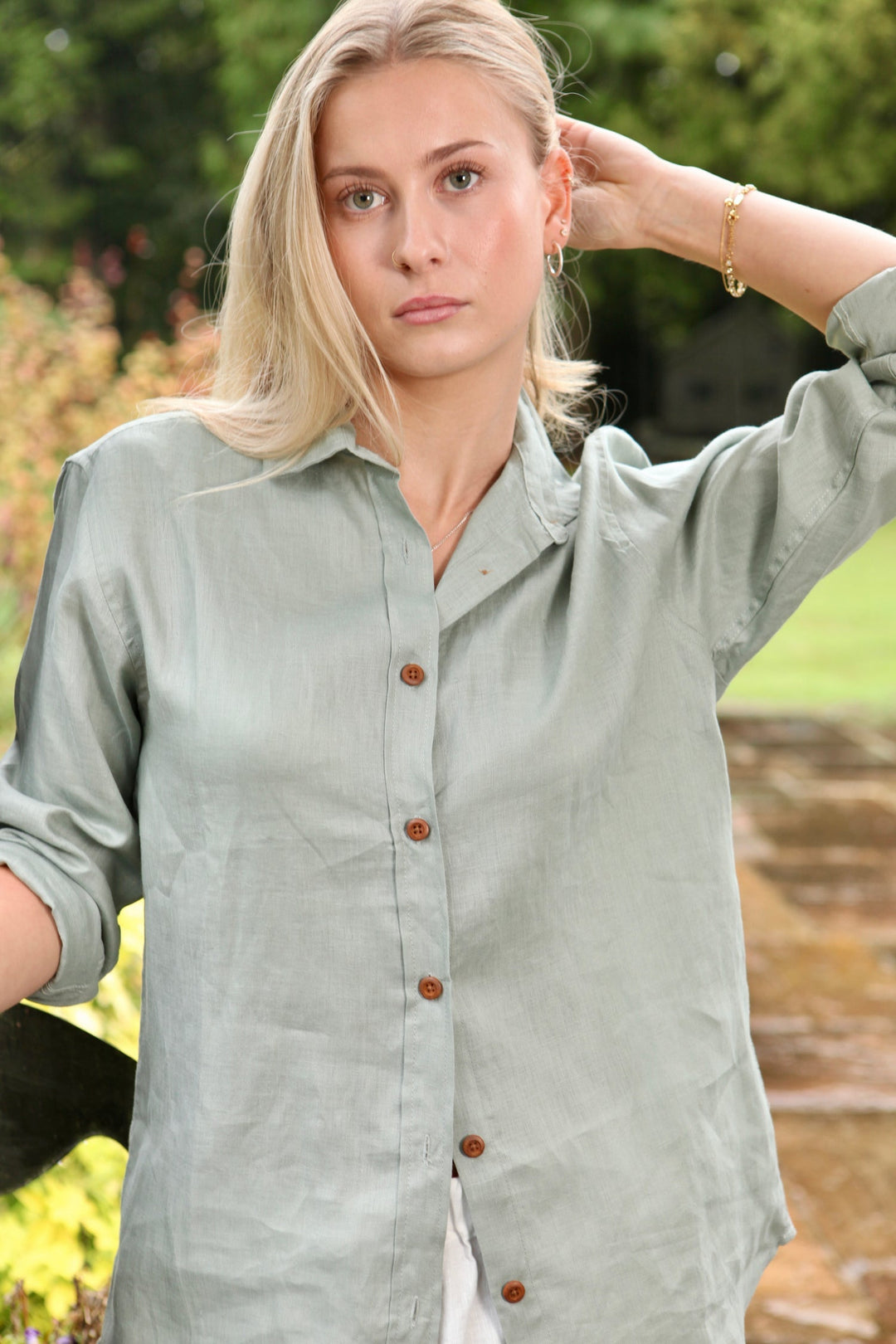 Freddie Linen Shirt | Classic Button Shirt — Olive Green
