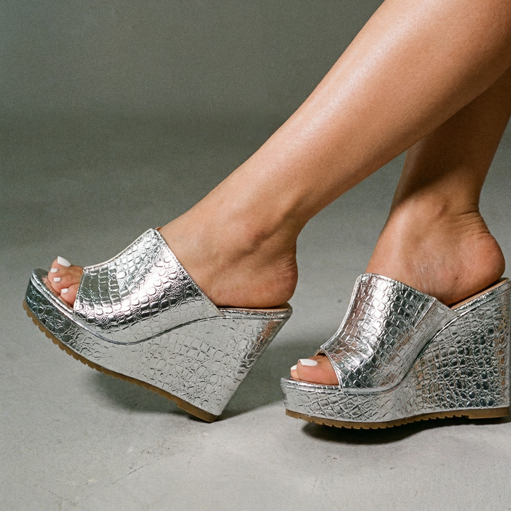 Glossy Wedge Sandals for Women - gallery