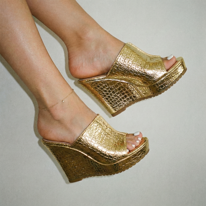 Glossy Wedge Sandals for Women - gallery
