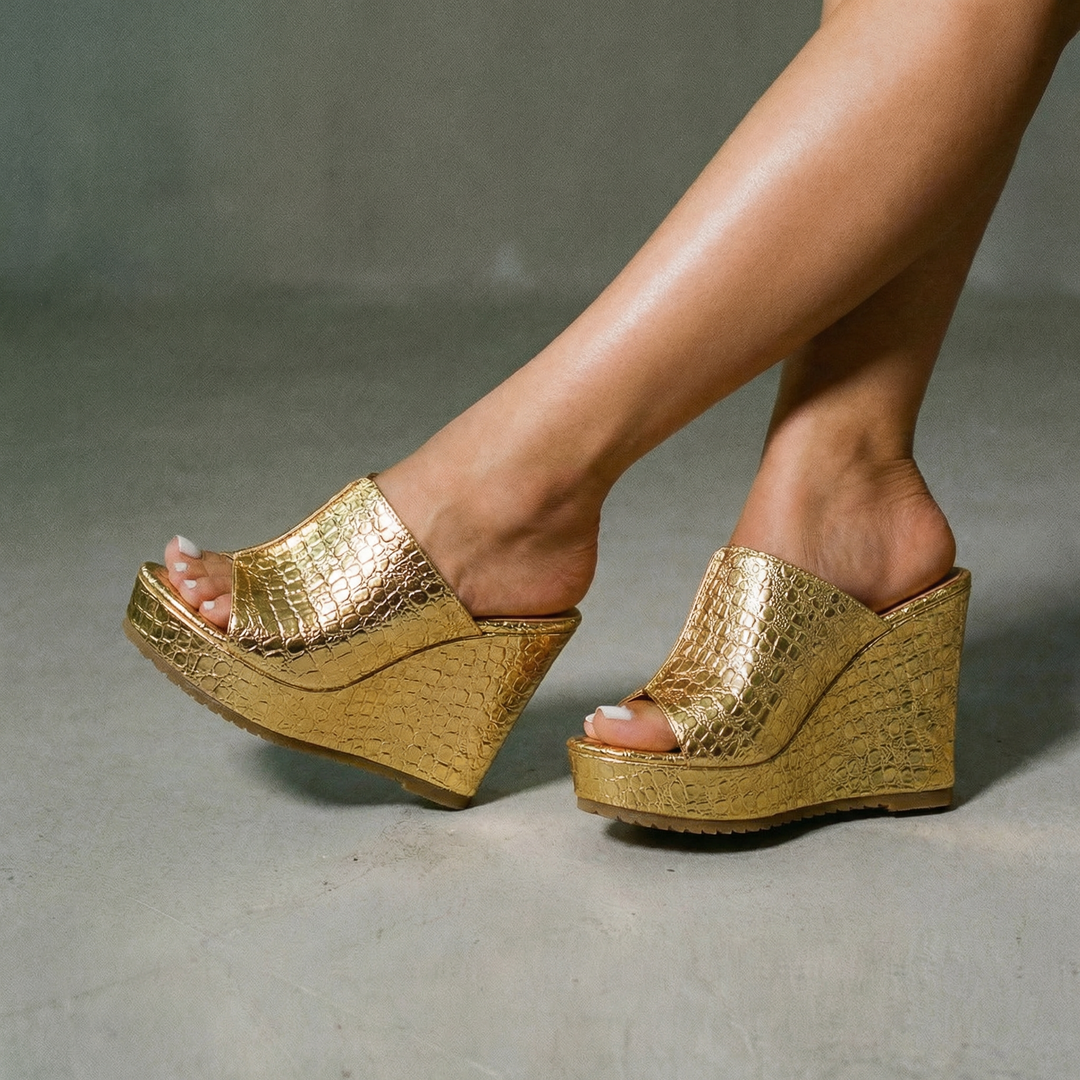 Glossy Wedge Sandals for Women - gallery