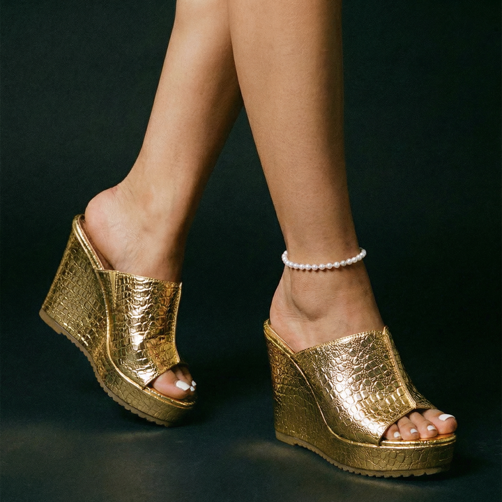 Glossy Wedge Sandals for Women - gallery