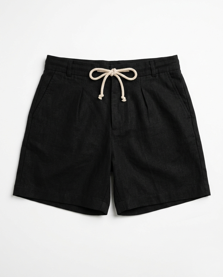 Black Linen Shorts for Men