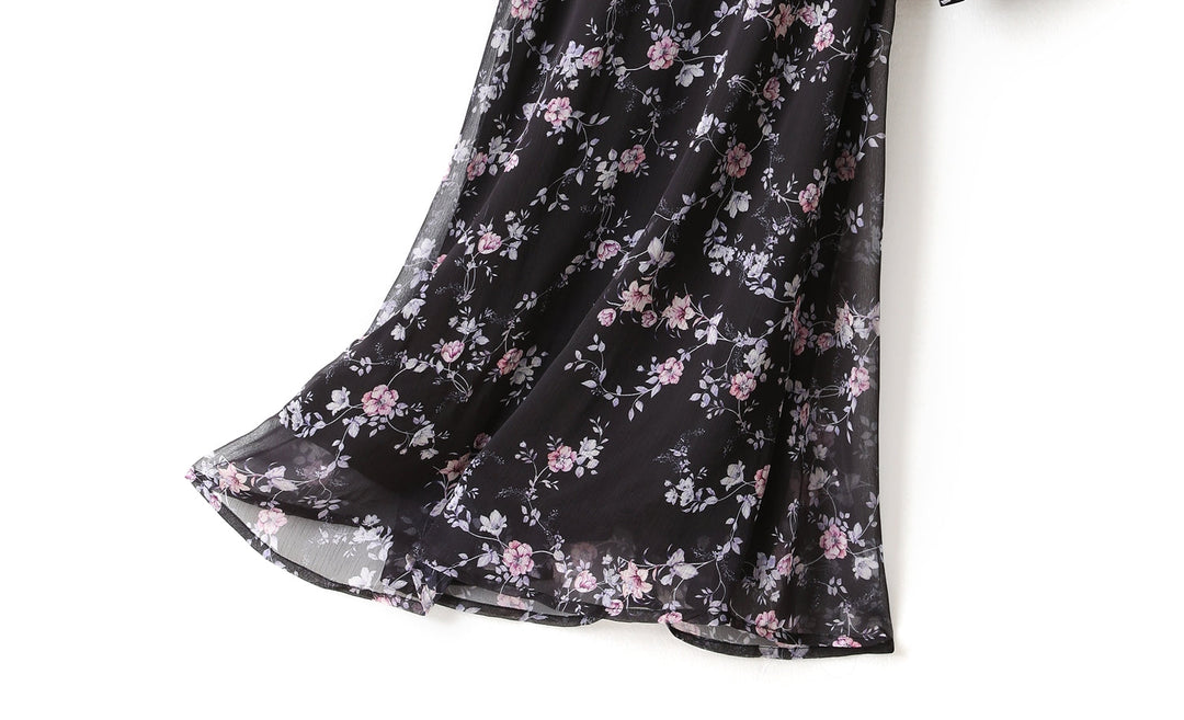 Gina Plus Size Floral Print Chiffon Cheongsam Qipao Mid Sleeve Dress (Bl... — gallery