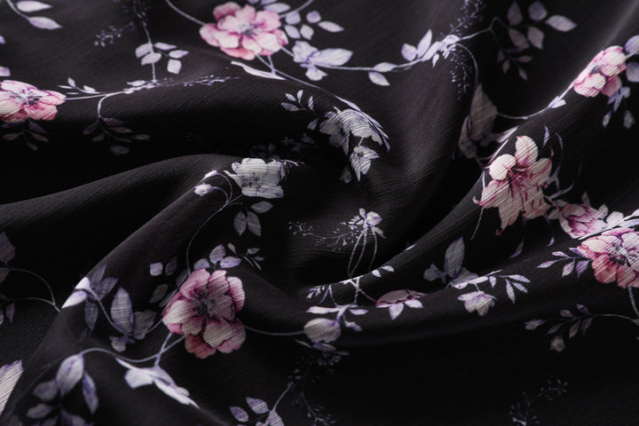 Gina Plus Size Floral Print Chiffon Cheongsam Qipao Mid Sleeve Dress (Bl... — gallery