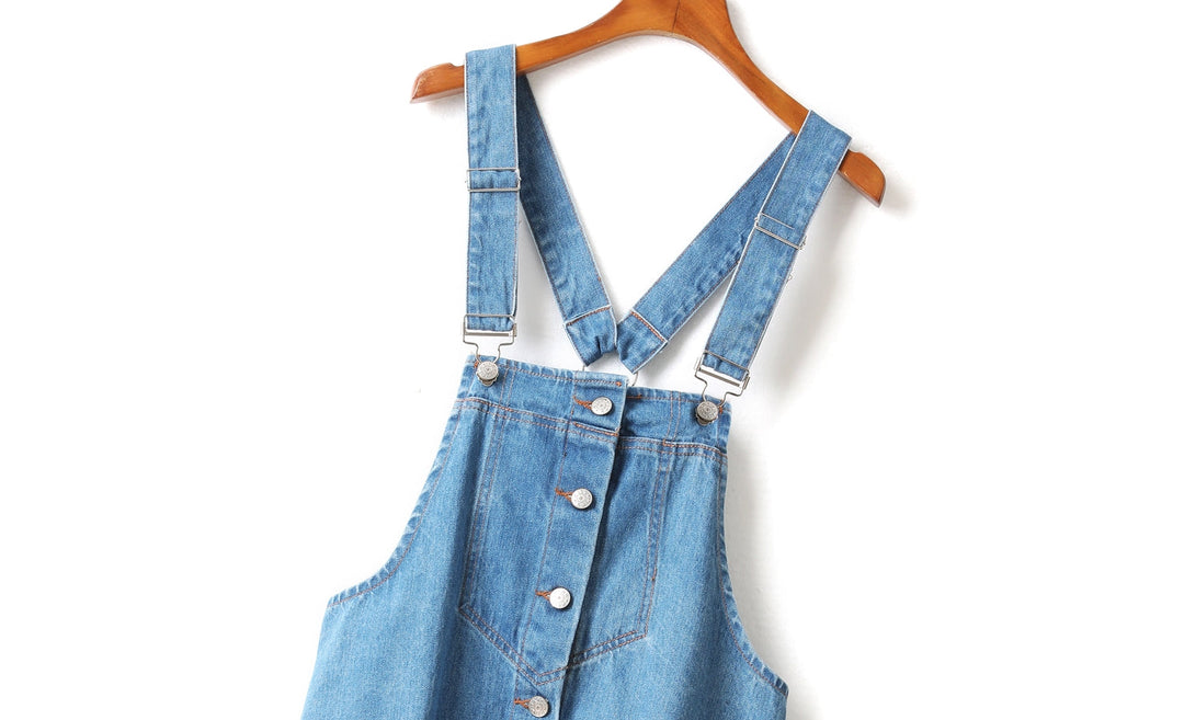 Gladys Plus Size Denim Suspender Dungaree Sleeveless Dress — gallery