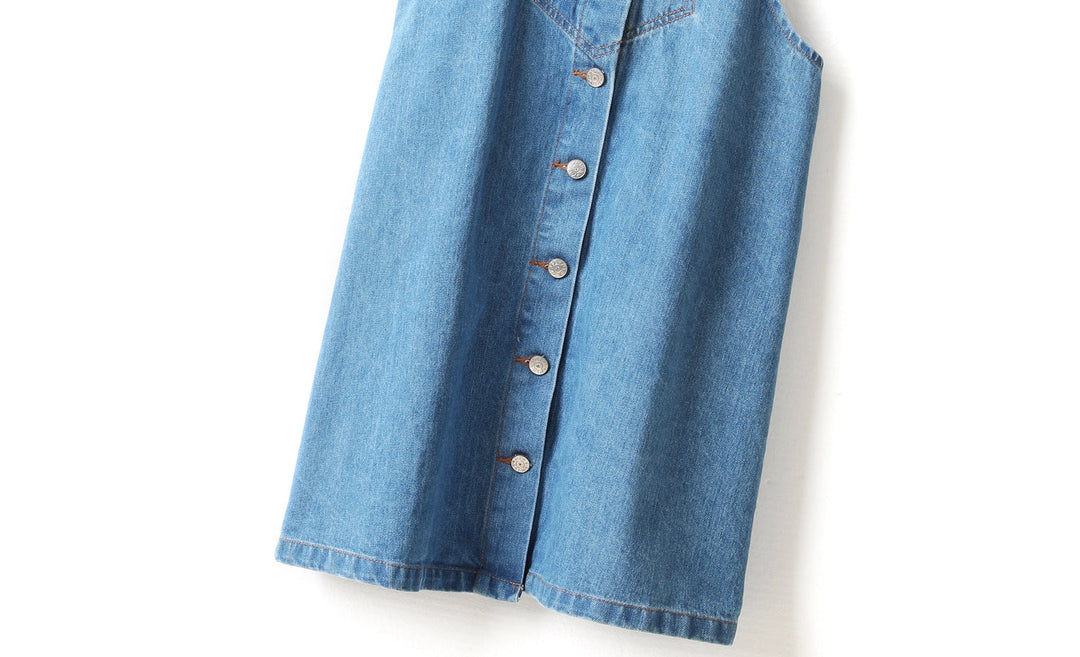 Gladys Plus Size Denim Suspender Dungaree Sleeveless Dress — gallery