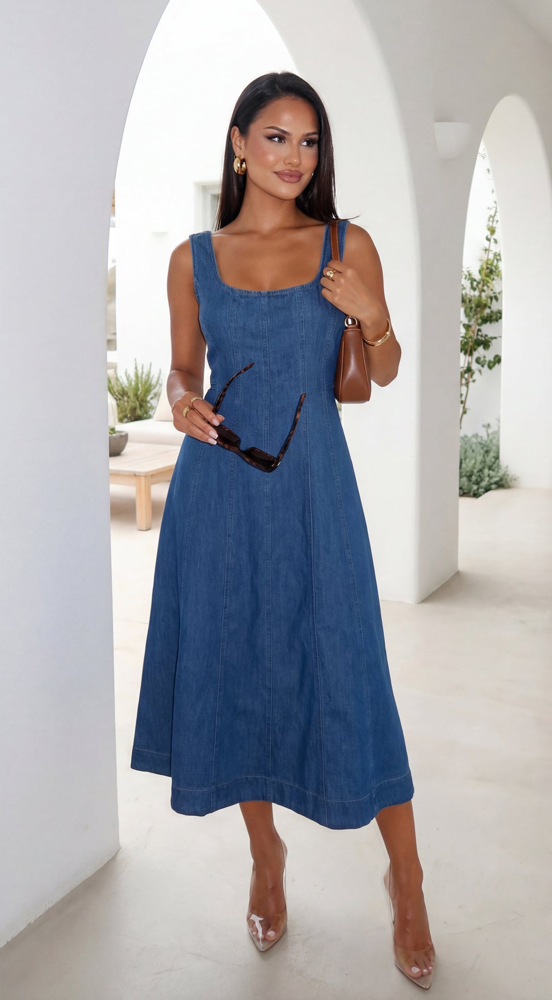 Denira Denim Midi Dress - Blue — gallery